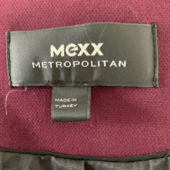 Burgundy Mexx Metropolitan Blazer Jacket with Black Faux Leather Details - Picture 13 of 16